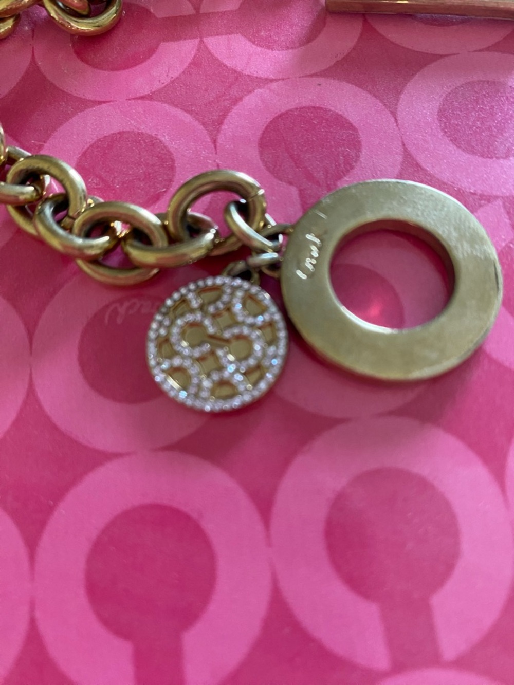 Coach Gold-Tone Toggle Chain Bracelet with Pave Charm - Picture 4 of 9